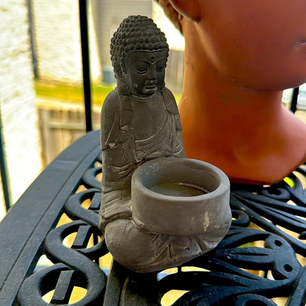 Stone Buddha Tea Light Candle Holder Natural Imperfections in the Stone